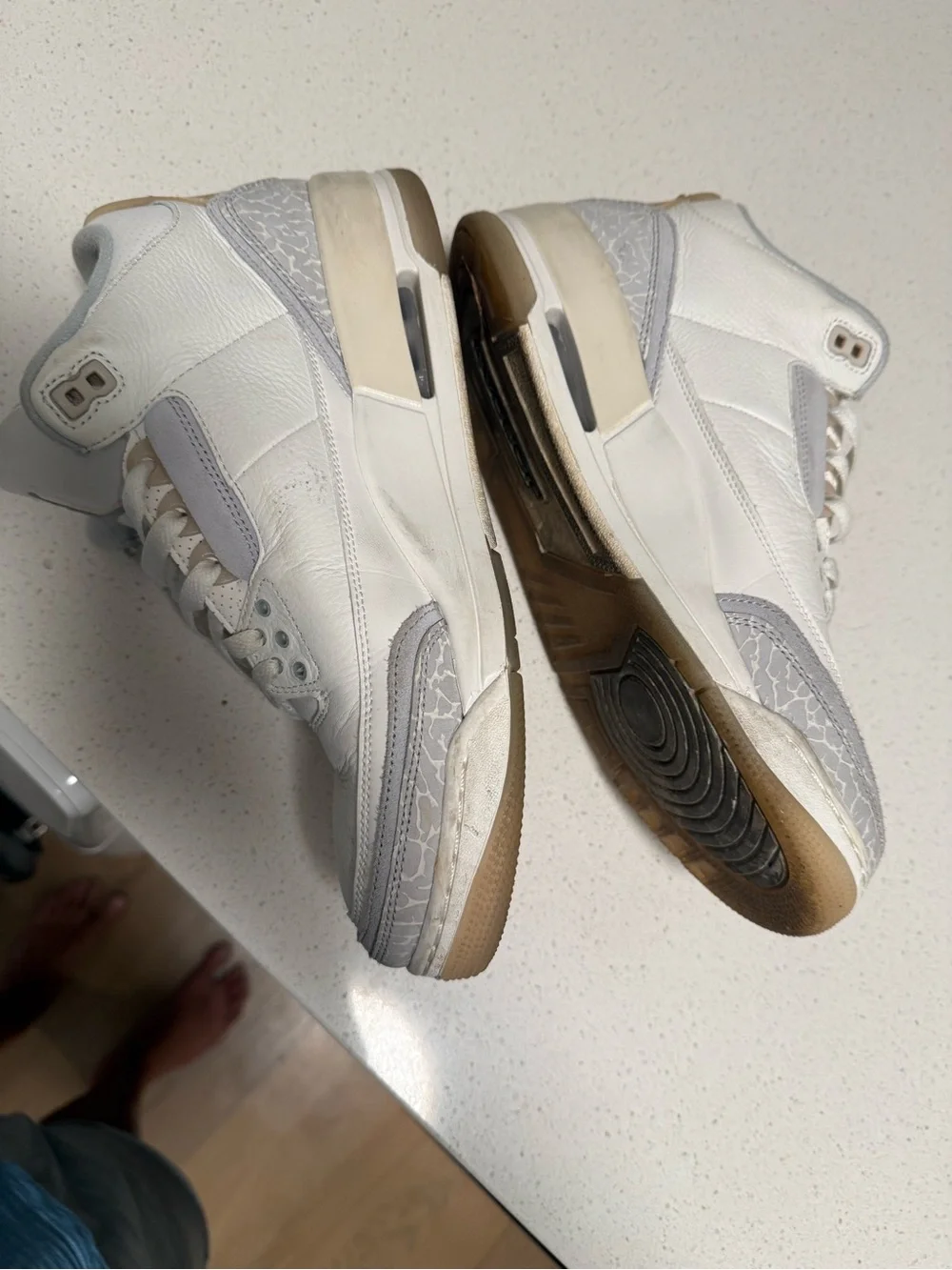 Jordan 3 White and Light Gray Retro Low-Top Sneakers